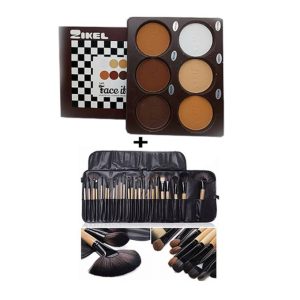 Zikel 6 Colour Powder Pallet + 24 Brush Set
