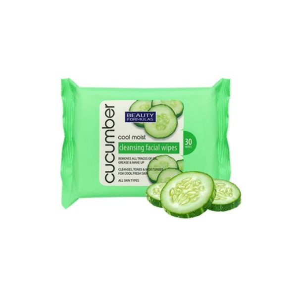 Beauty Formulas Cucumber Cleansing Facial Wipes – Cool Moist - 25 Counts