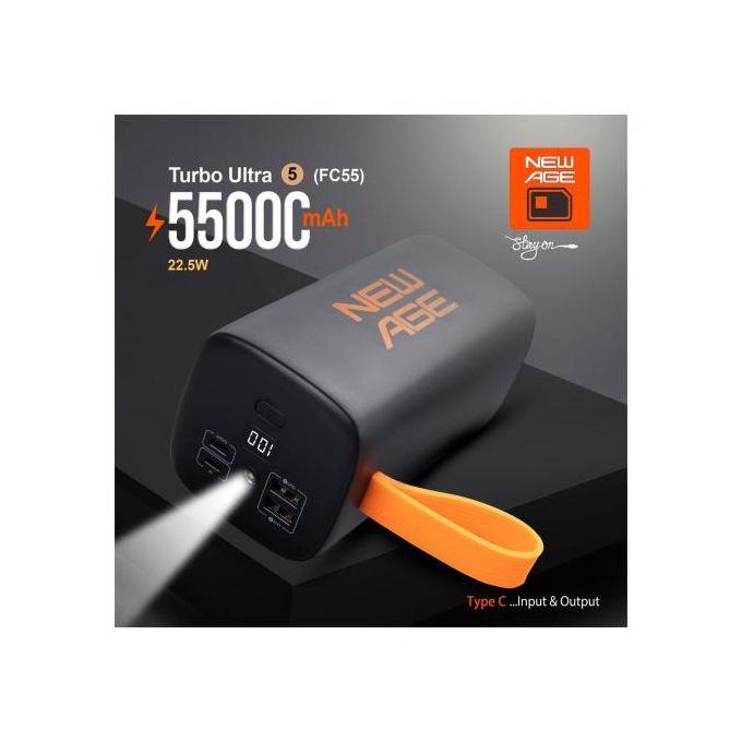 New Age 55000 MAh PD 22.5W Digital Fast Charge Power Bank- FC55P